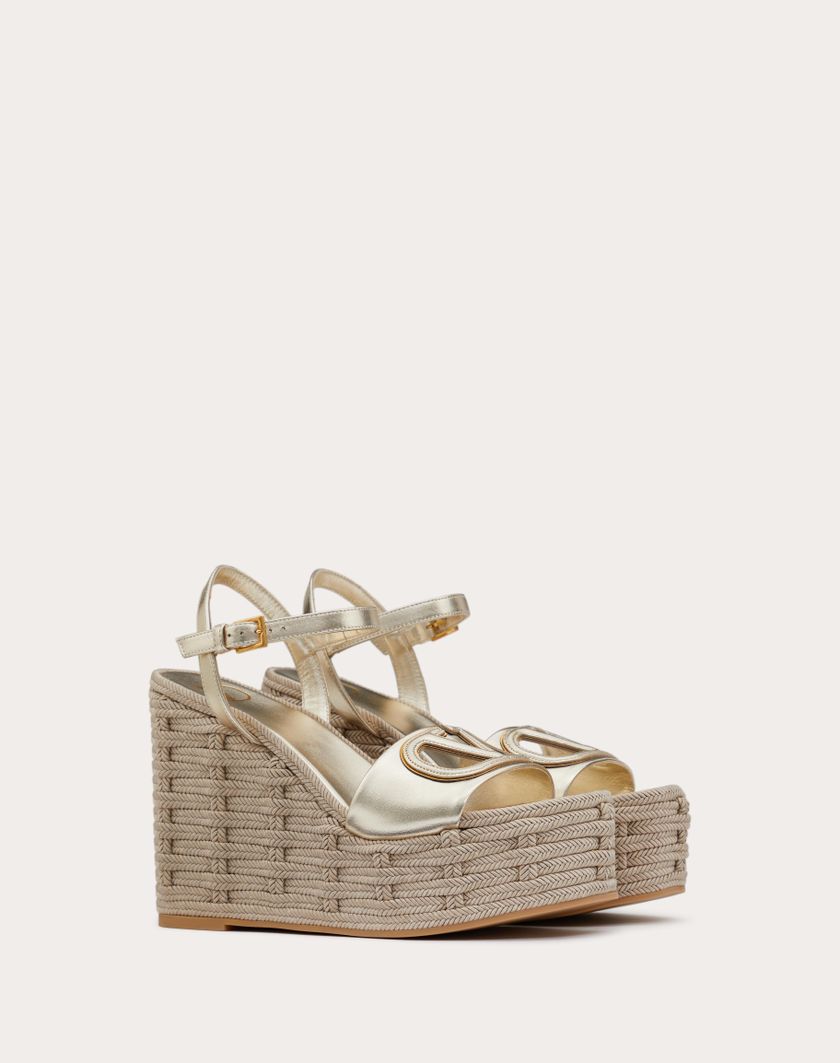 VLOGO CUT-OUT WEDGE SANDAL IN LAMINATED NAPPA LEATHER 110MM - Image 1